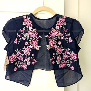 Fame and Partners cropped floral shrug - NWT